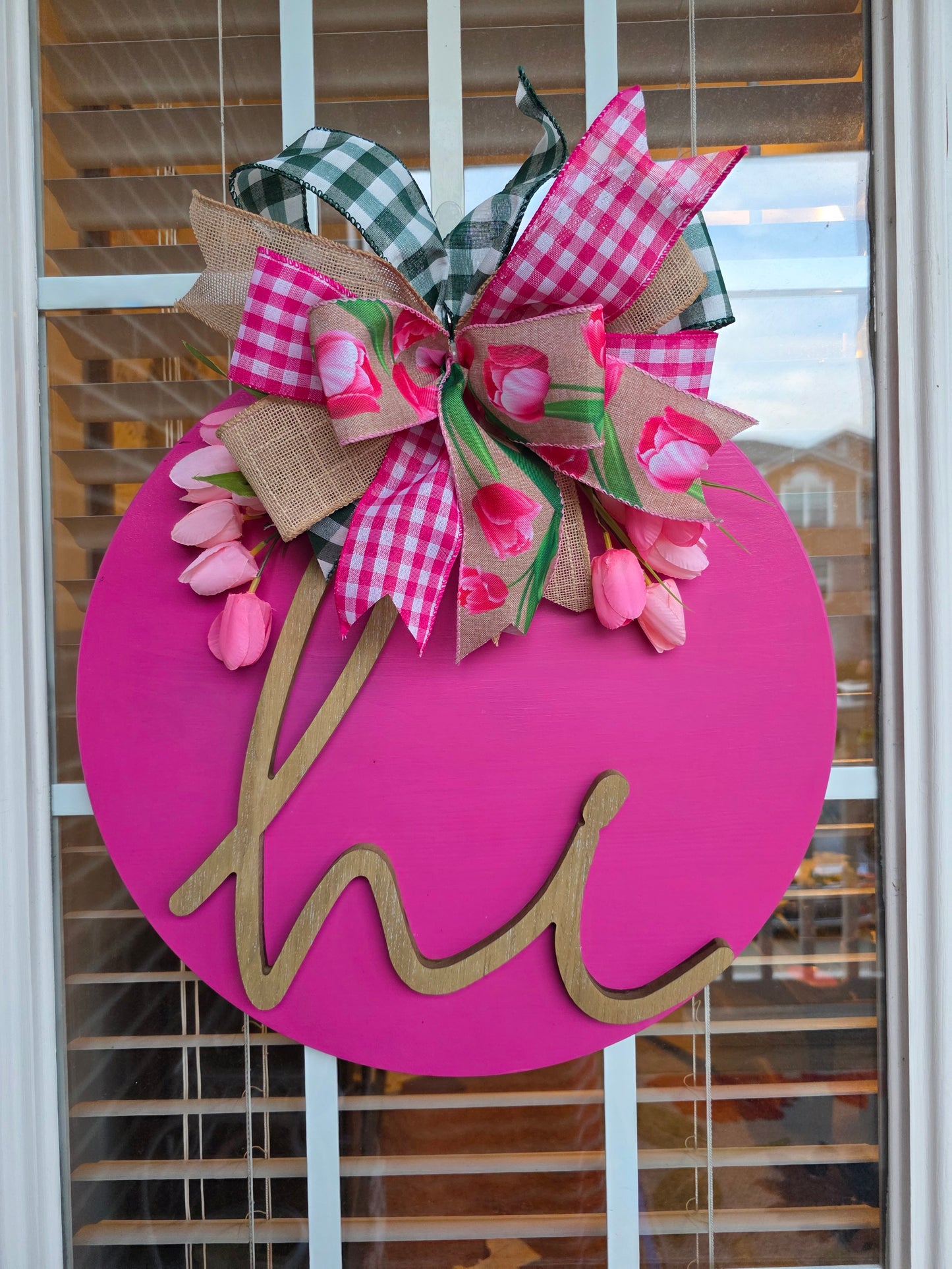 Pink Tulip Spring Door Decor